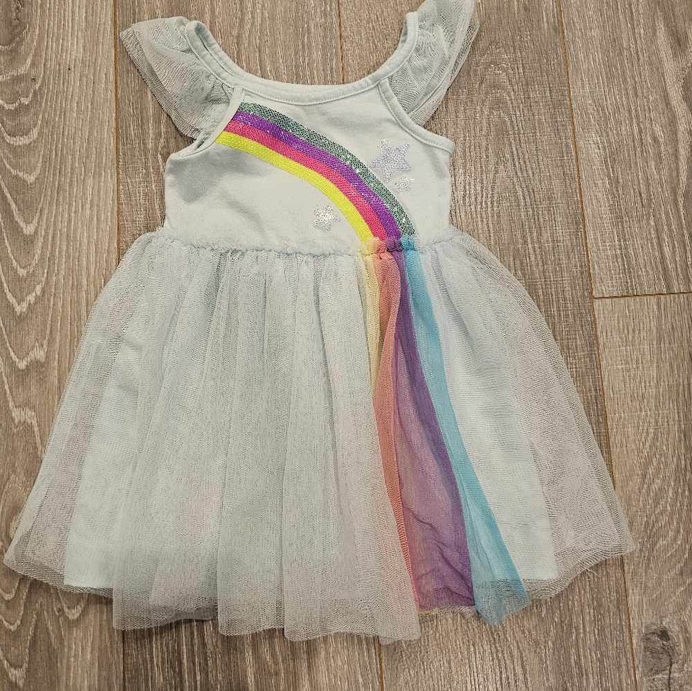Cat & Jack blue rainbow dress